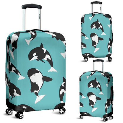 Whale Action Design Themed Print Luggage Cover Protector