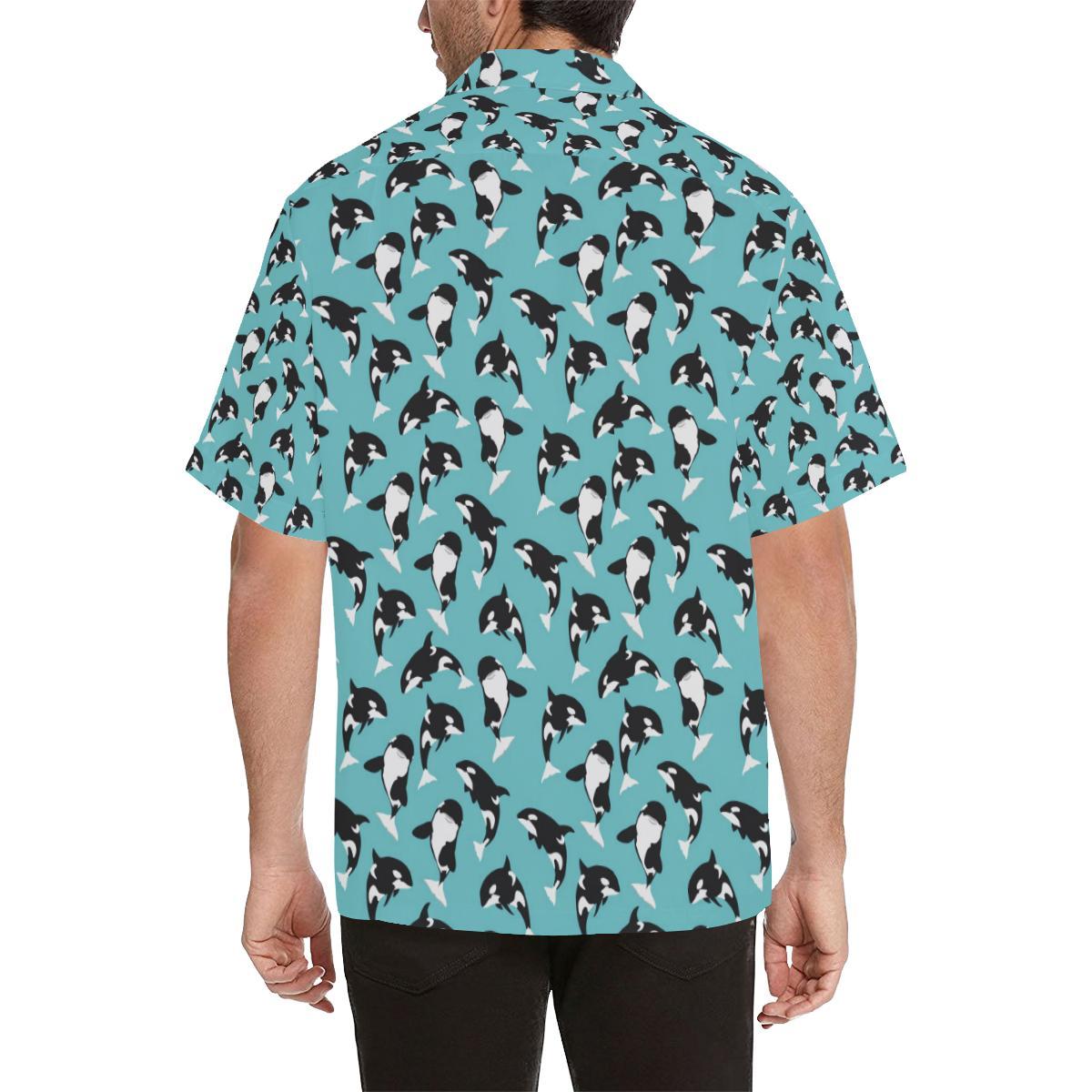 Whale Action Design Themed Print Men Aloha Hawaiian Shirt