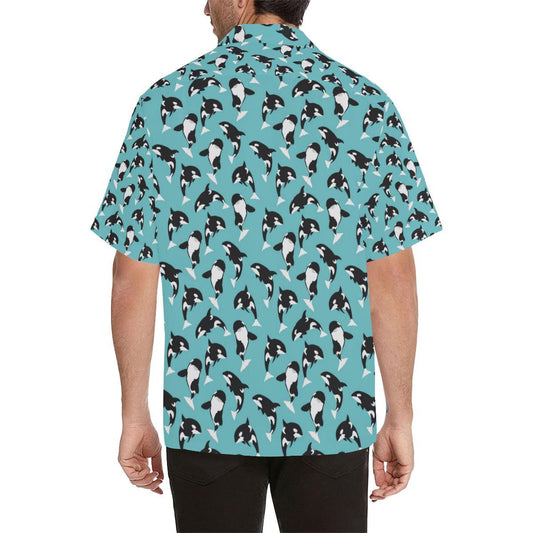 Whale Action Design Themed Print Men Aloha Hawaiian Shirt