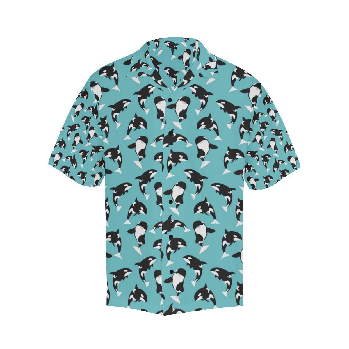 Whale Action Design Themed Print Men Aloha Hawaiian Shirt