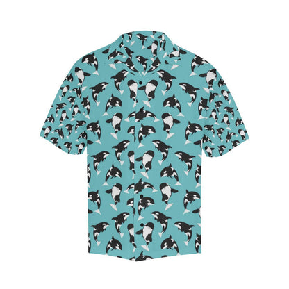 Whale Action Design Themed Print Men Aloha Hawaiian Shirt