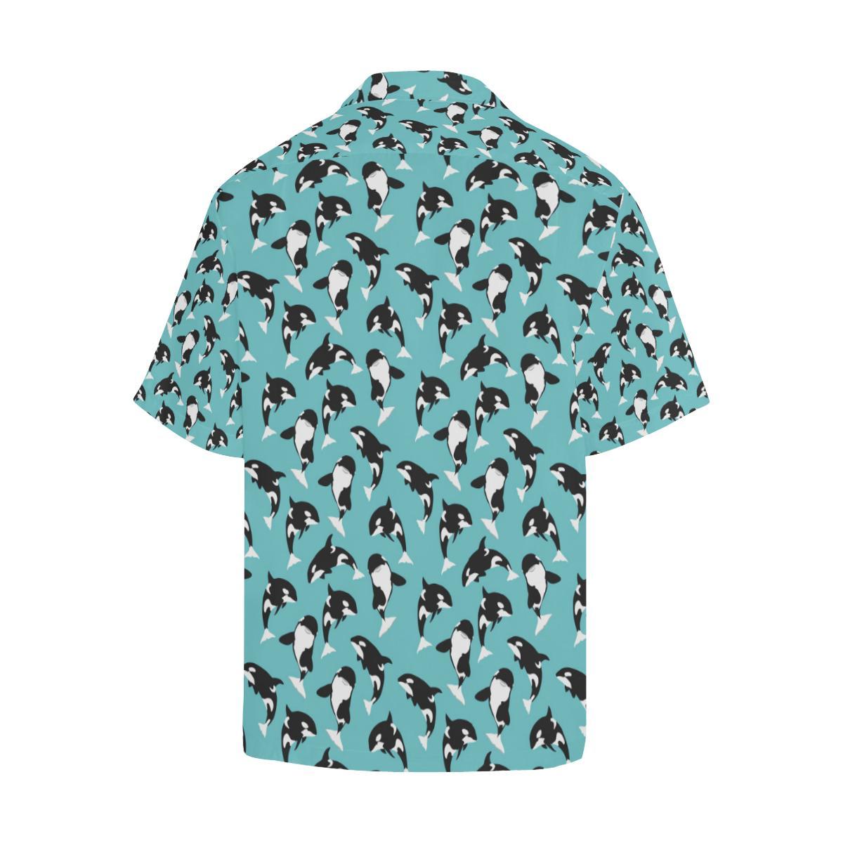 Whale Action Design Themed Print Men Aloha Hawaiian Shirt