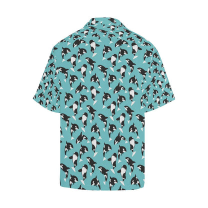 Whale Action Design Themed Print Men Aloha Hawaiian Shirt