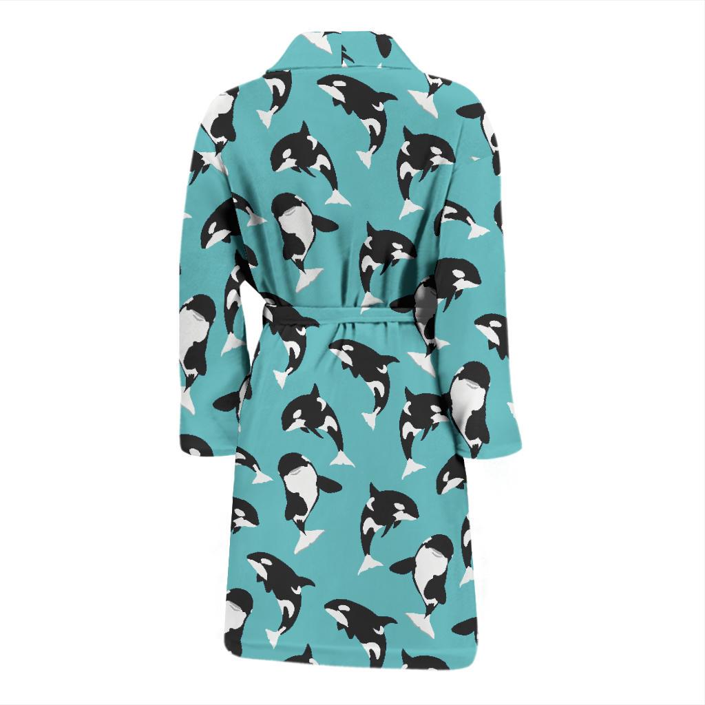 Whale Action Design Themed Print Men Bath Robe-JTAMIGO.COM