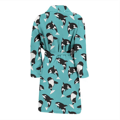 Whale Action Design Themed Print Men Bath Robe-JTAMIGO.COM