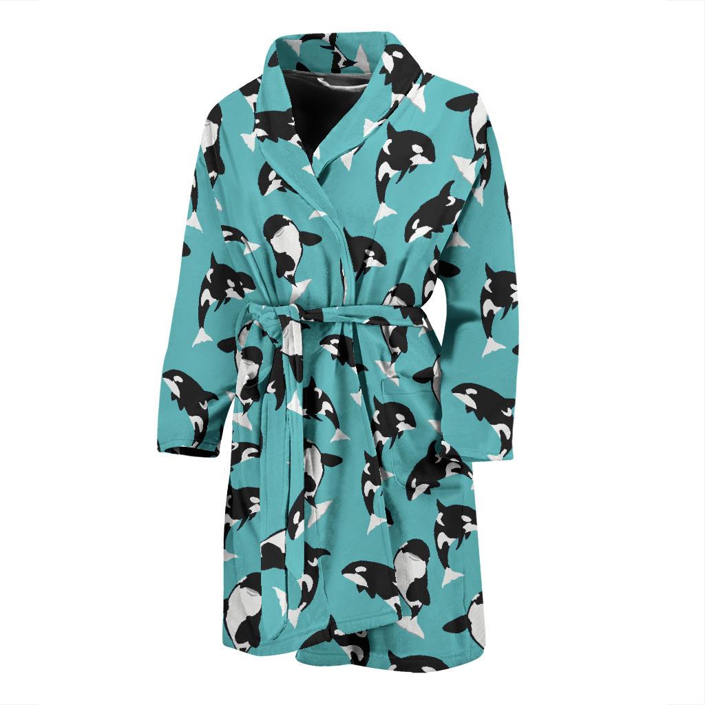 Whale Action Design Themed Print Men Bath Robe-JTAMIGO.COM