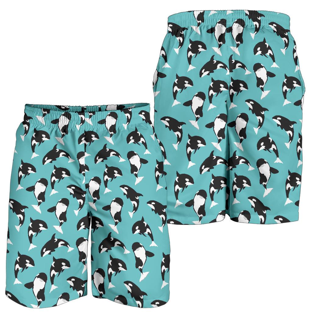 Whale Action Design Themed Print Mens Shorts-JTAMIGO.COM