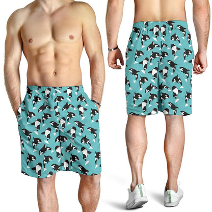 Whale Action Design Themed Print Mens Shorts-JTAMIGO.COM