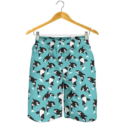 Whale Action Design Themed Print Mens Shorts-JTAMIGO.COM