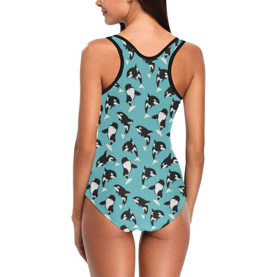 Whale Action Design Themed Print One Piece Swimsuit-JTAMIGO.COM