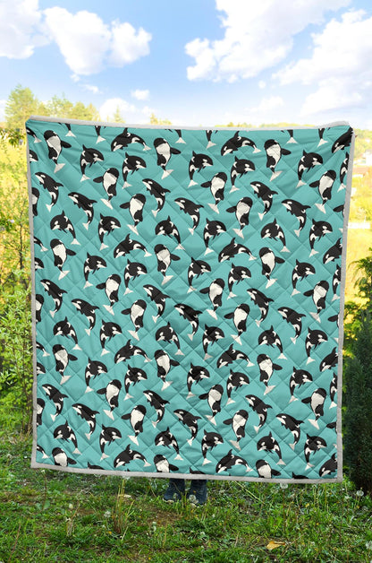 Whale Action Design Themed Print Premium Quilt-JTAMIGO.COM