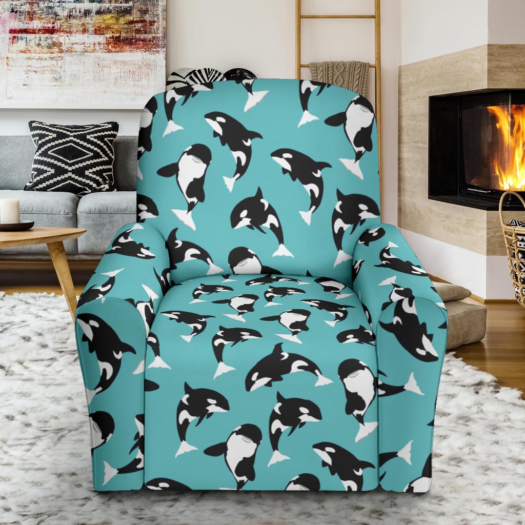 Whale Action Design Themed Print Single Sofa Slipcover -JTAMIGO.COM