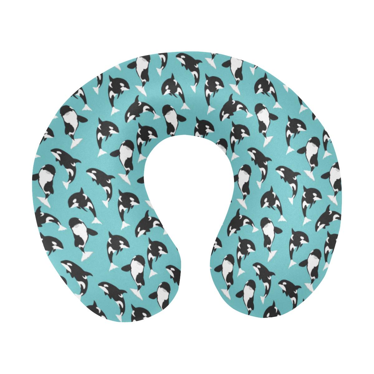 Whale Action Design Themed Print U-Shaped Travel Neck Pillow-JTAMIGO.COM