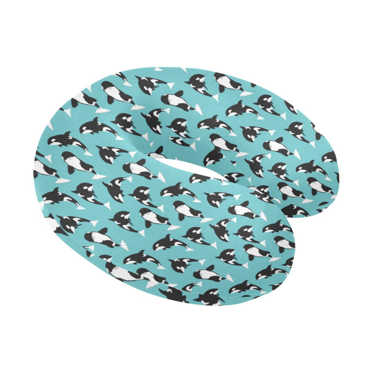 Whale Action Design Themed Print U-Shaped Travel Neck Pillow-JTAMIGO.COM