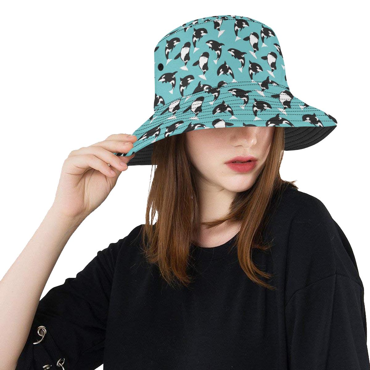 Whale Action Design Themed Print Unisex Bucket Hat