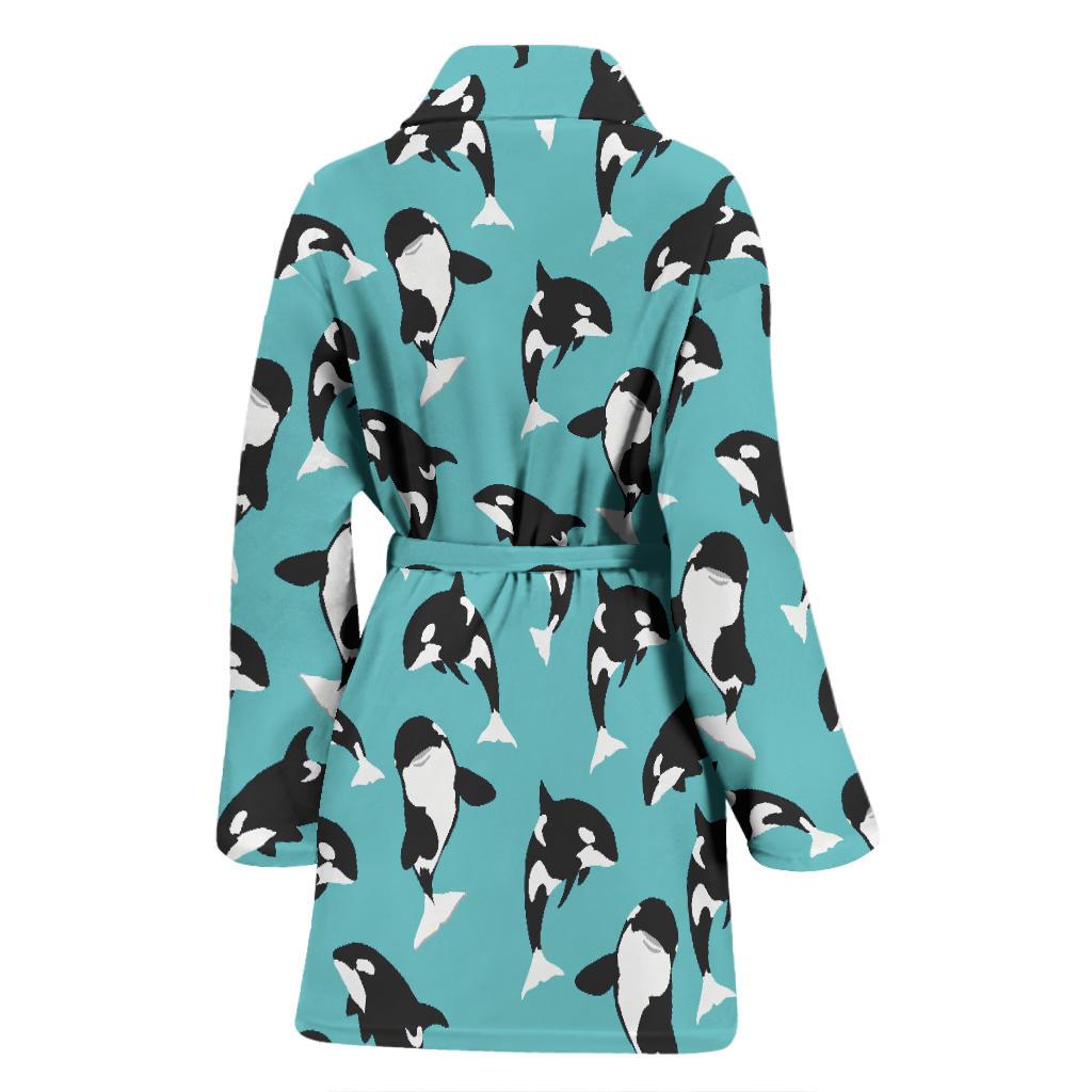 Whale Action Design Themed Print Women Bath Robe-JTAMIGO.COM