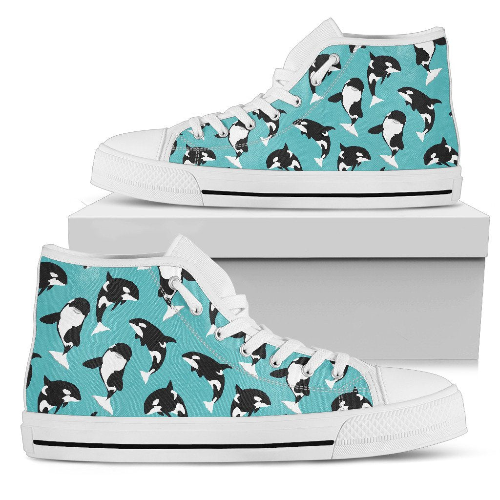 Whale Action Design Themed Print Women High Top Shoes