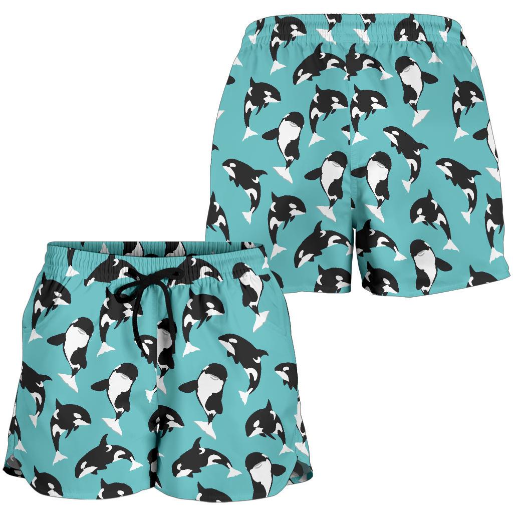 Whale Action Design Themed Print Women Shorts-JTAMIGO.COM