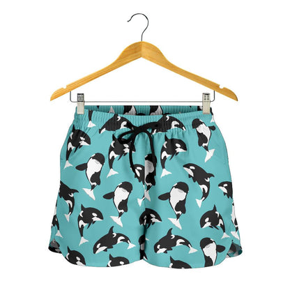 Whale Action Design Themed Print Women Shorts-JTAMIGO.COM