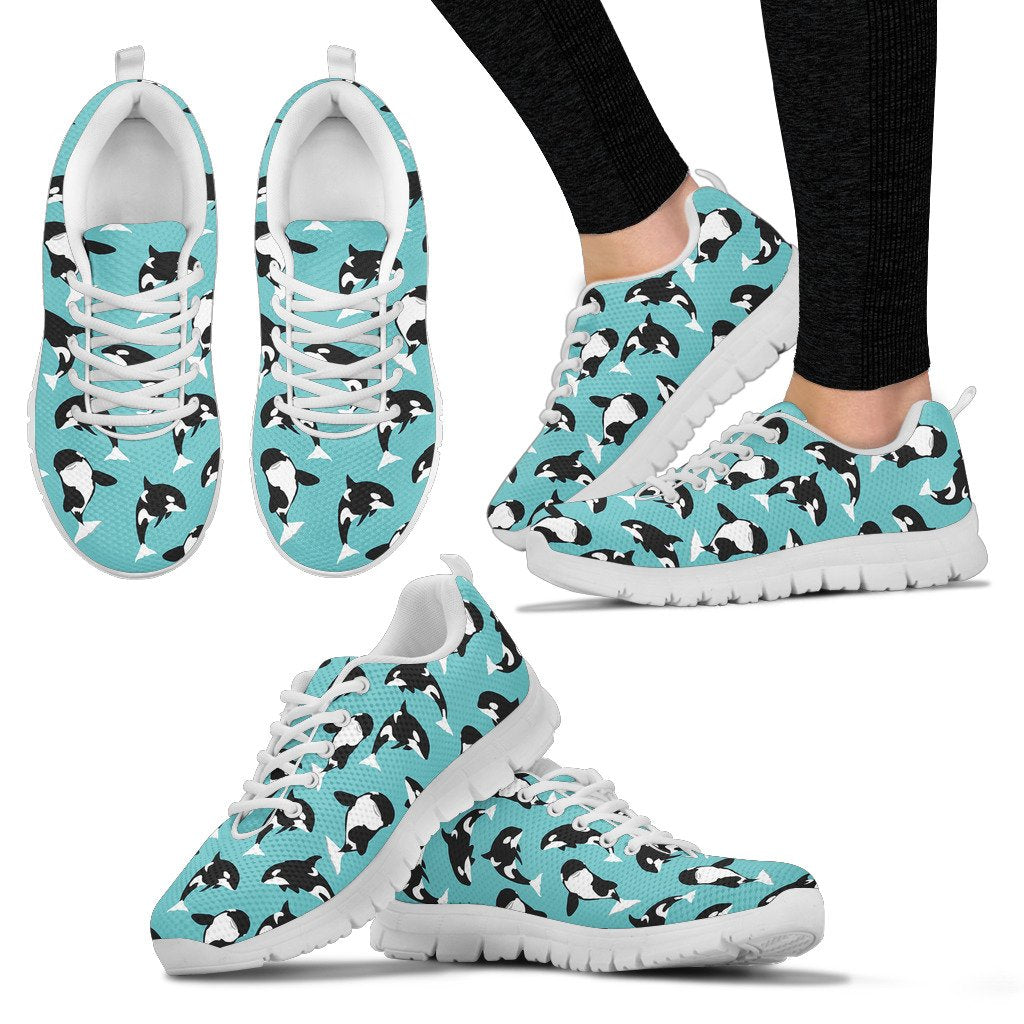 Whale Action Design Themed Print Women Sneakers Shoes