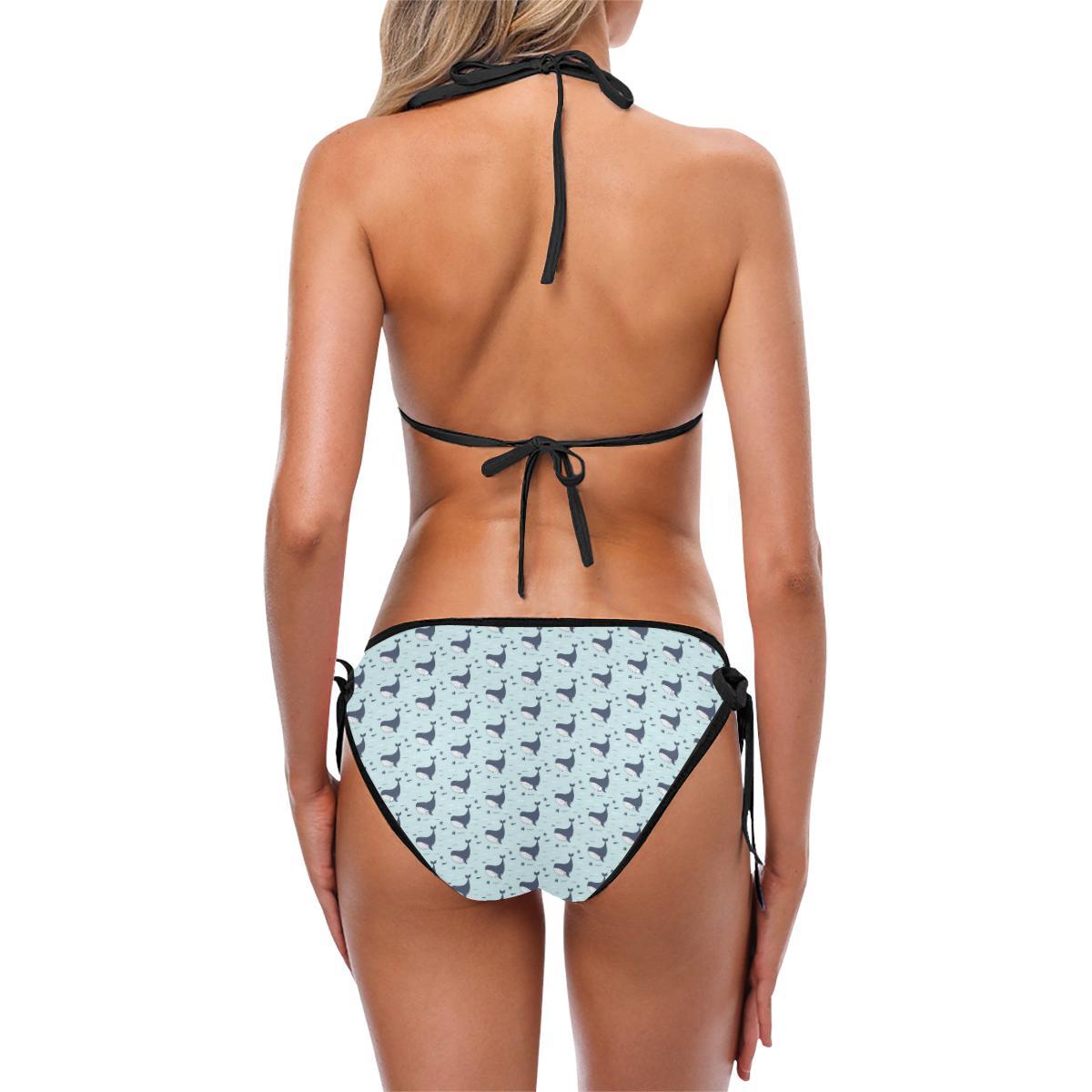 Whale Cute Design Themed Print Bikini Swimsuit-JTAMIGO.COM