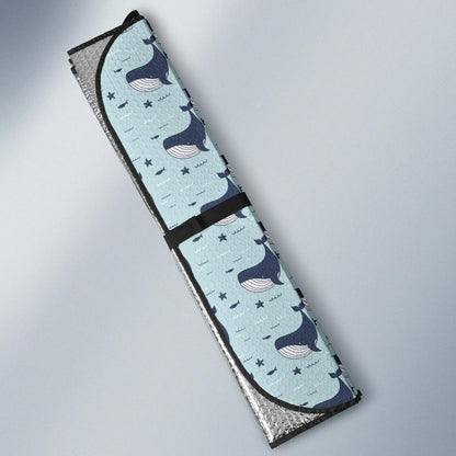 Whale Cute Design Themed Print Car Sun Shade For Windshield
