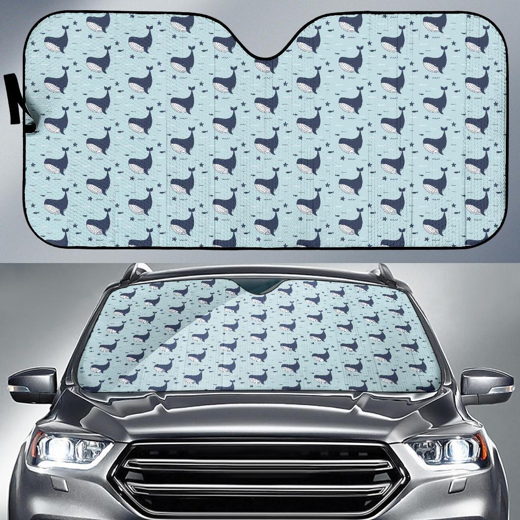 Whale Cute Design Themed Print Car Sun Shade For Windshield