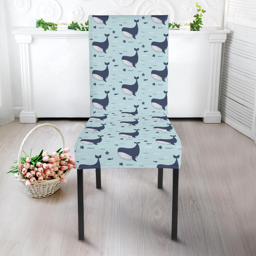 Whale Cute Design Themed Print Dining Chair Slipcover-JTAMIGO.COM