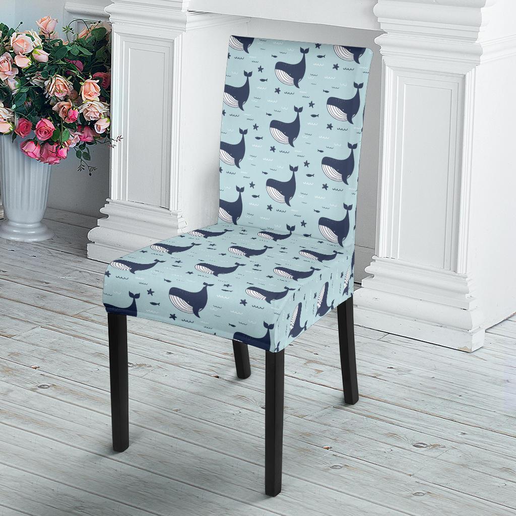 Whale Cute Design Themed Print Dining Chair Slipcover-JTAMIGO.COM