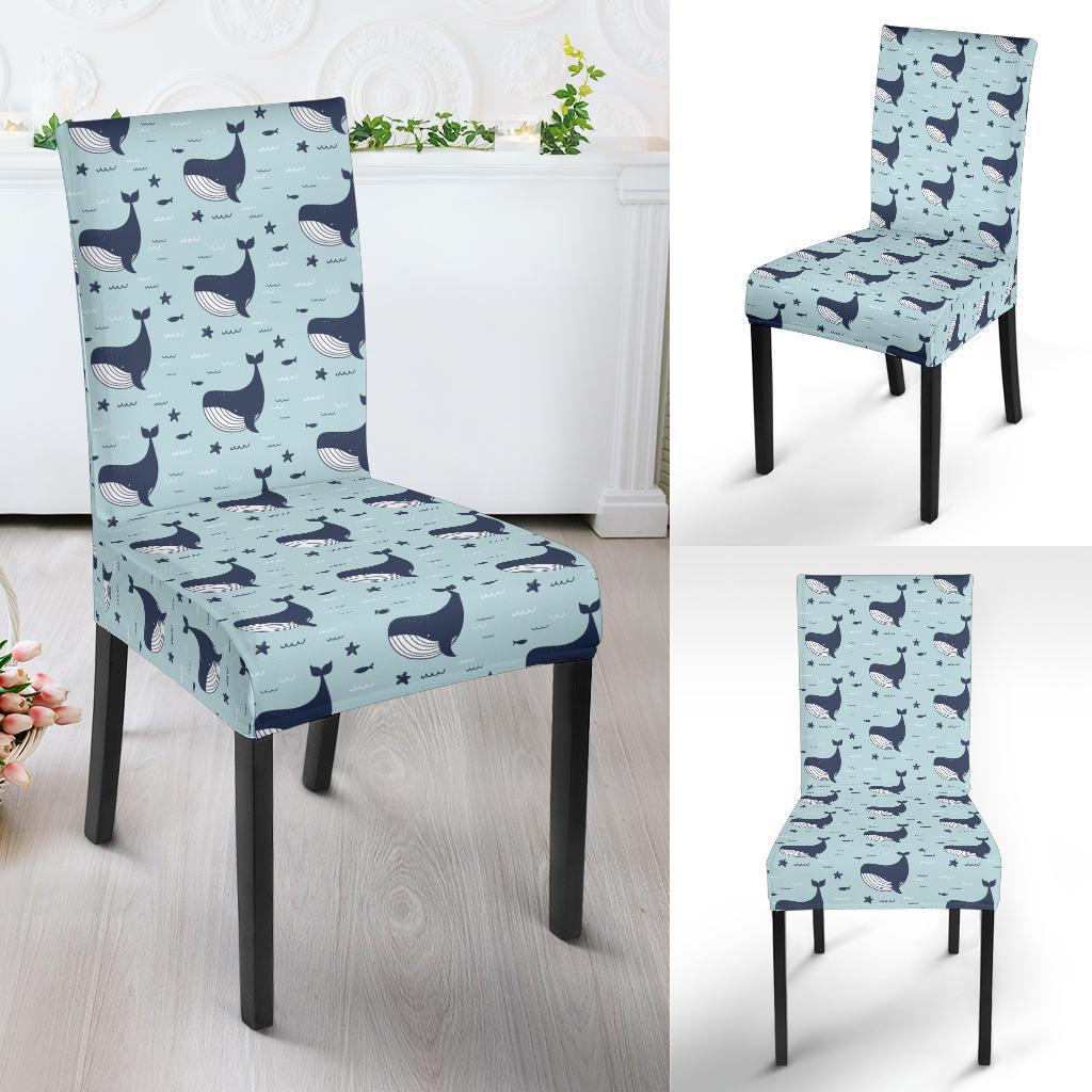 Whale Cute Design Themed Print Dining Chair Slipcover-JTAMIGO.COM