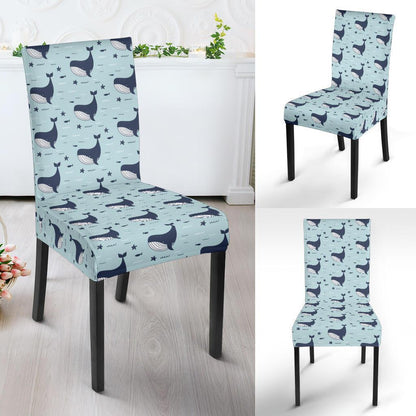 Whale Cute Design Themed Print Dining Chair Slipcover-JTAMIGO.COM
