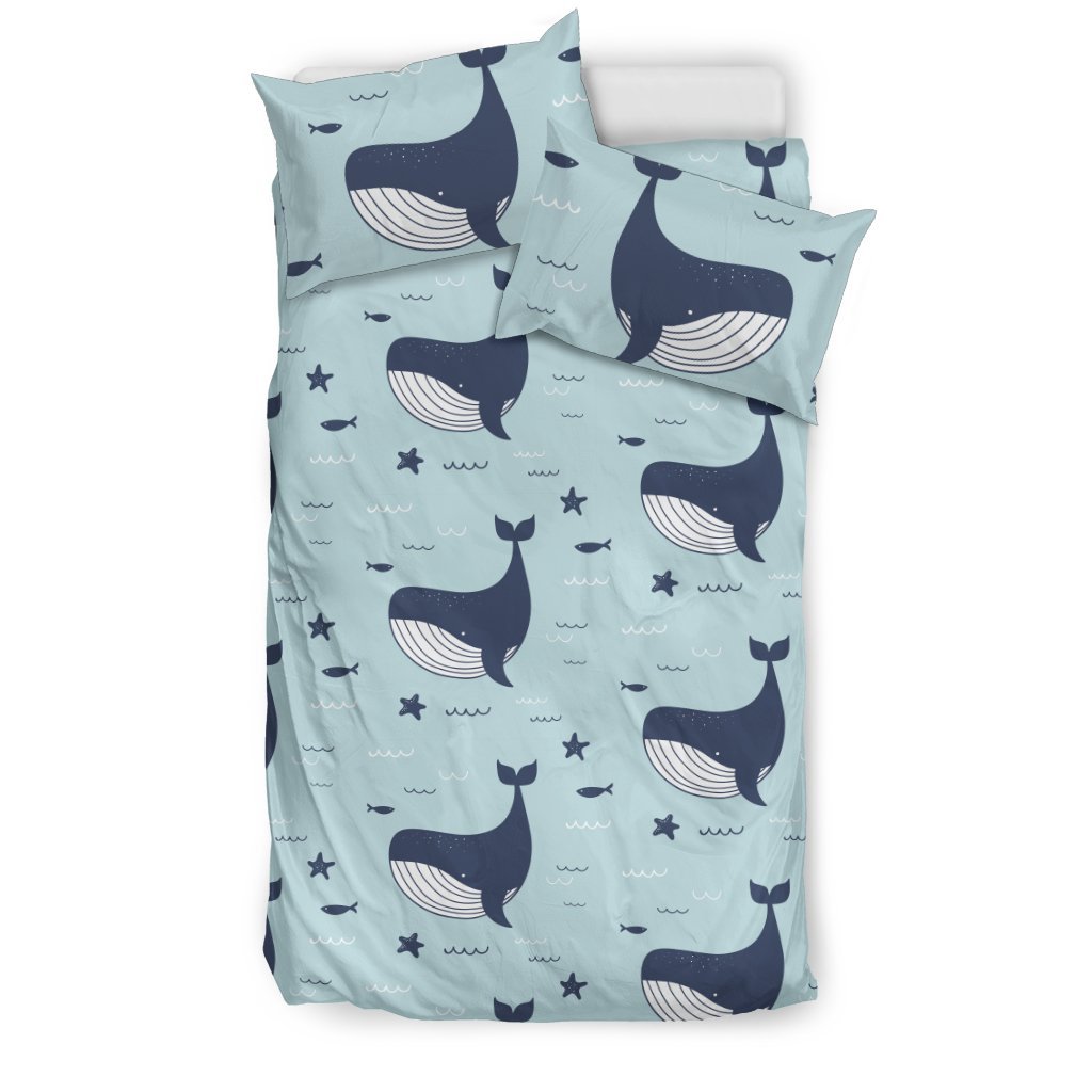 Whale Cute Design Themed Print Duvet Cover Bedding Set
