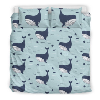 Whale Cute Design Themed Print Duvet Cover Bedding Set