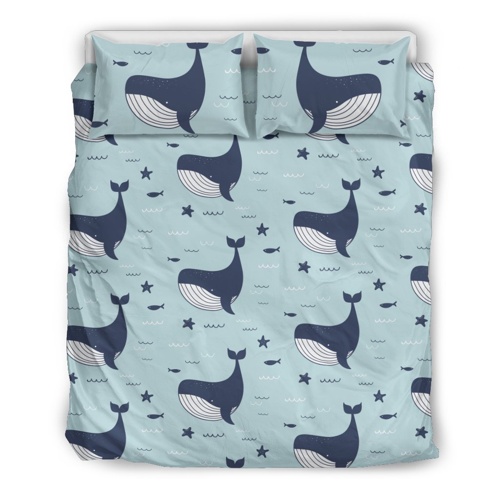 Whale Cute Design Themed Print Duvet Cover Bedding Set