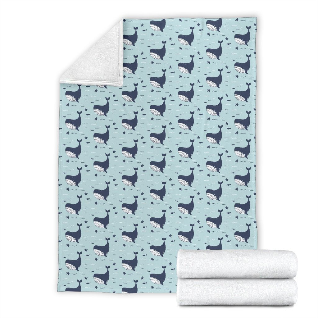 Whale Cute Design Themed Print Fleece Blanket