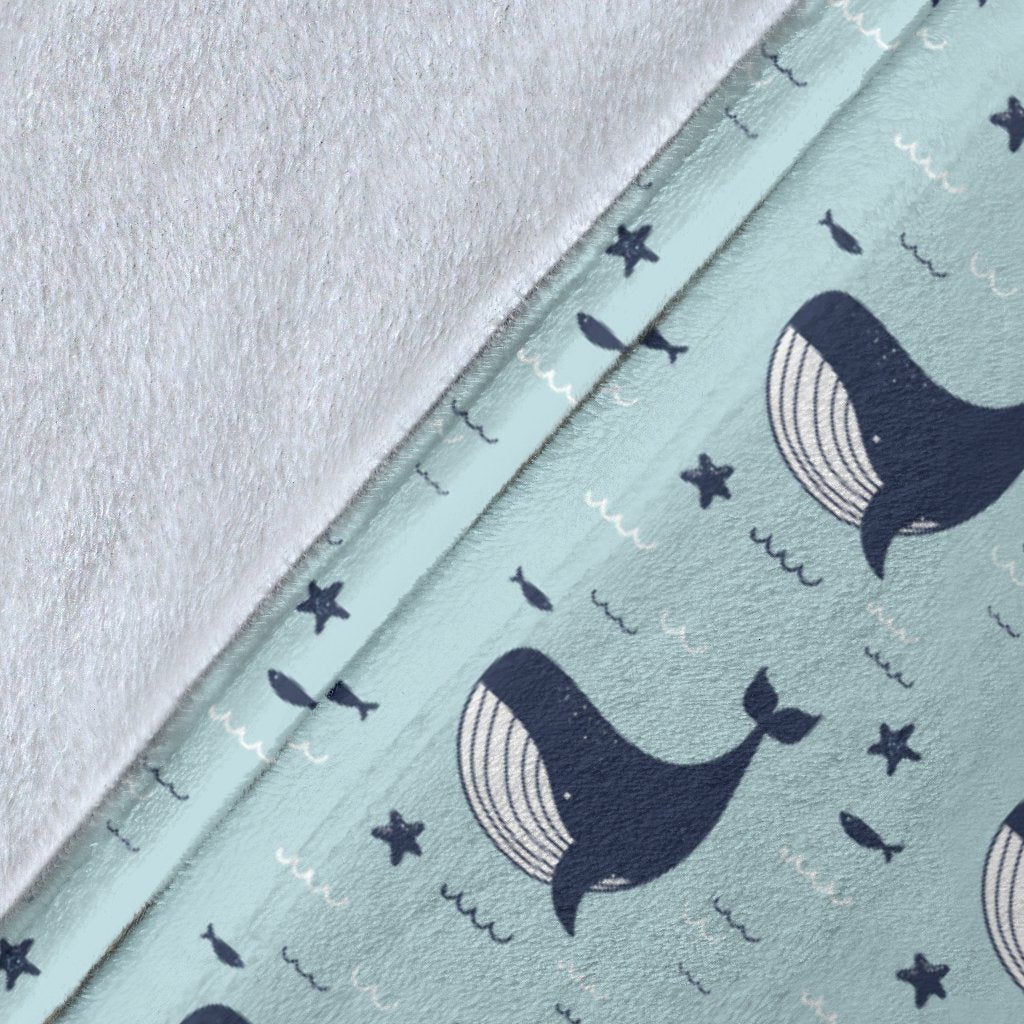 Whale Cute Design Themed Print Fleece Blanket