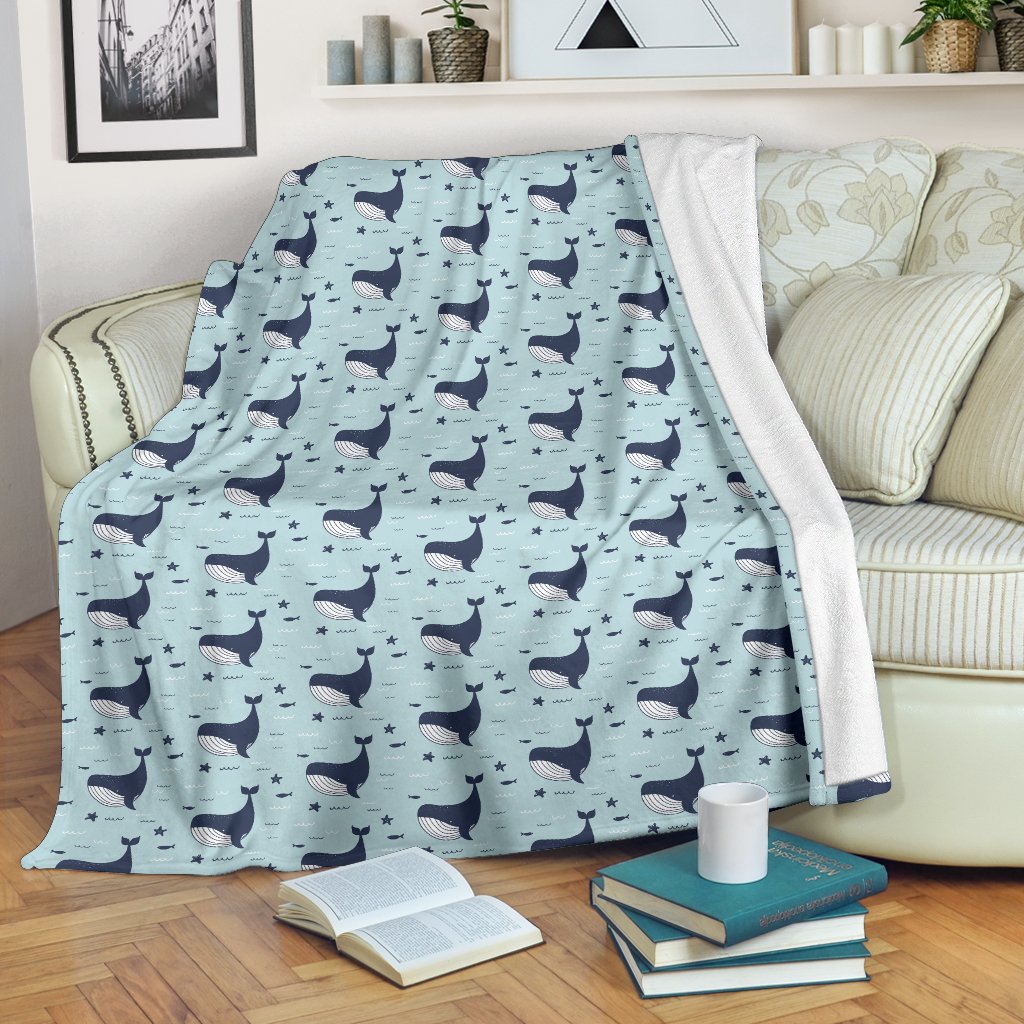 Whale Cute Design Themed Print Fleece Blanket