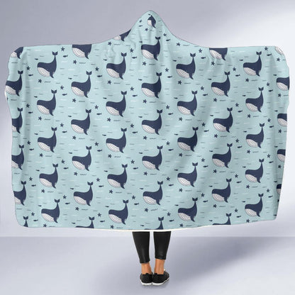 Whale Cute Design Themed Print Hooded Blanket-JTAMIGO.COM