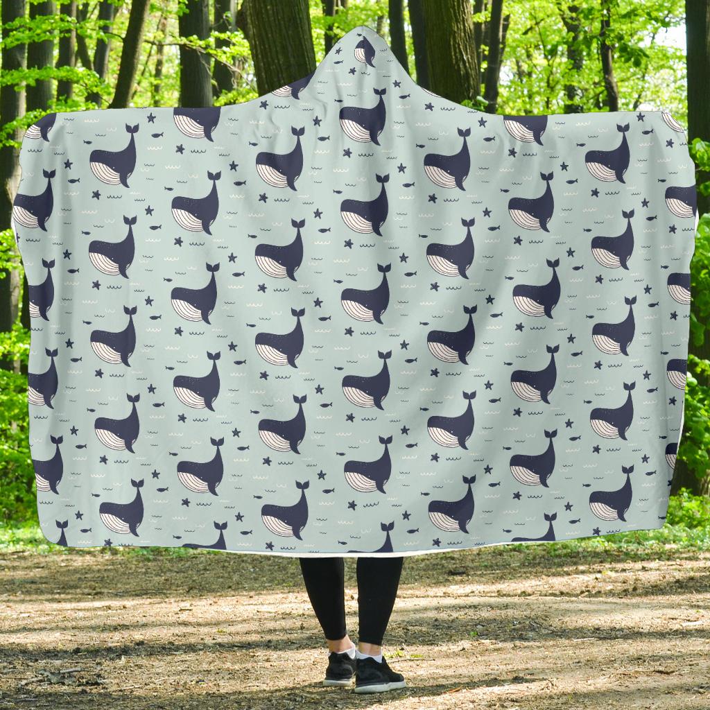 Whale Cute Design Themed Print Hooded Blanket-JTAMIGO.COM