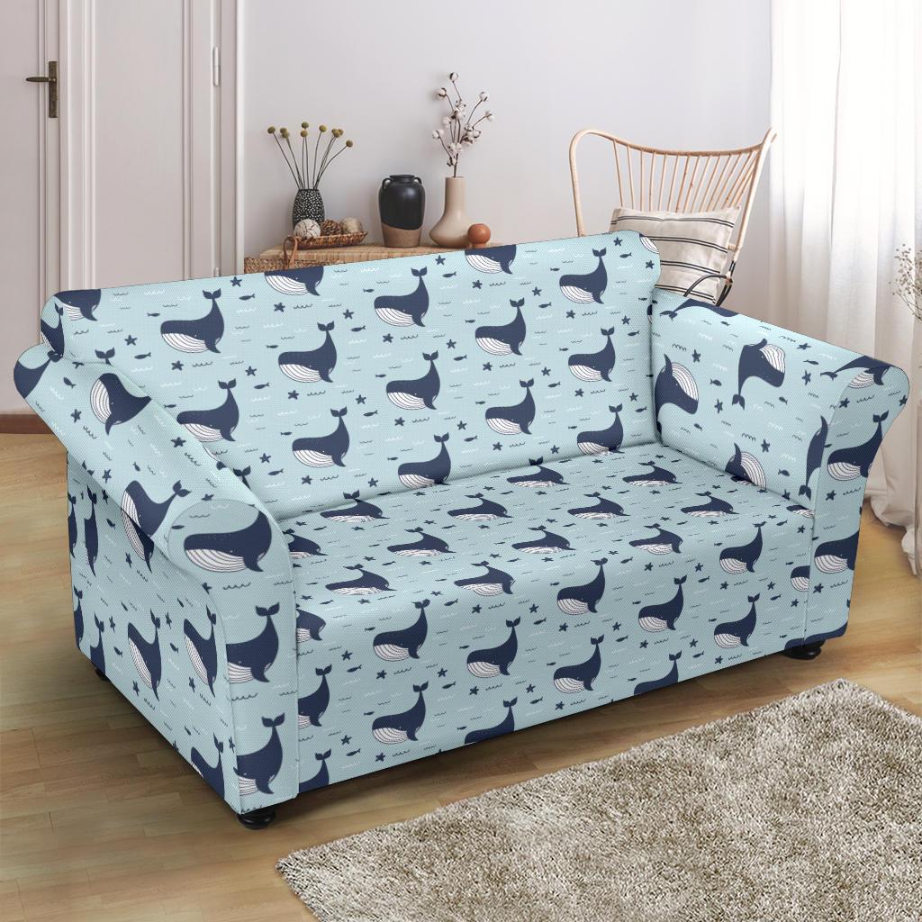 Whale Cute Design Themed Print Loveseat Slipcover-JTAMIGO.COM