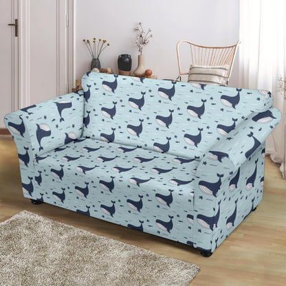 Whale Cute Design Themed Print Loveseat Slipcover-JTAMIGO.COM