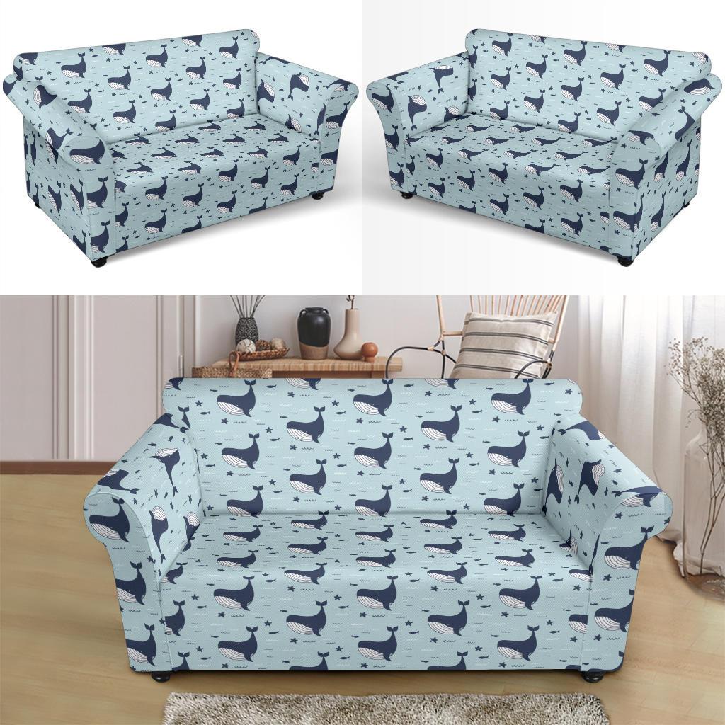Whale Cute Design Themed Print Loveseat Slipcover-JTAMIGO.COM