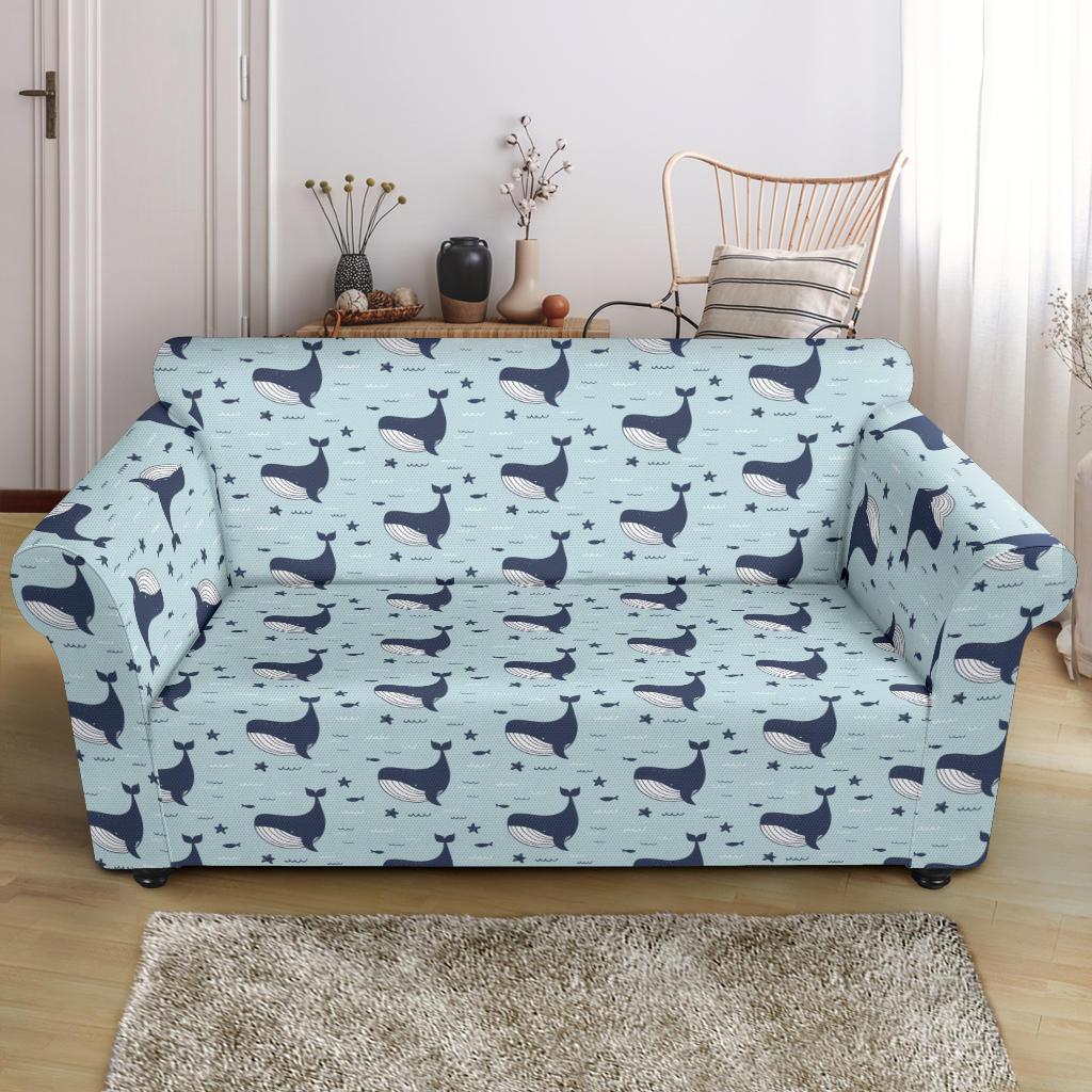 Whale Cute Design Themed Print Loveseat Slipcover-JTAMIGO.COM
