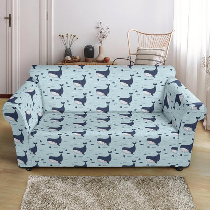 Whale Cute Design Themed Print Loveseat Slipcover-JTAMIGO.COM