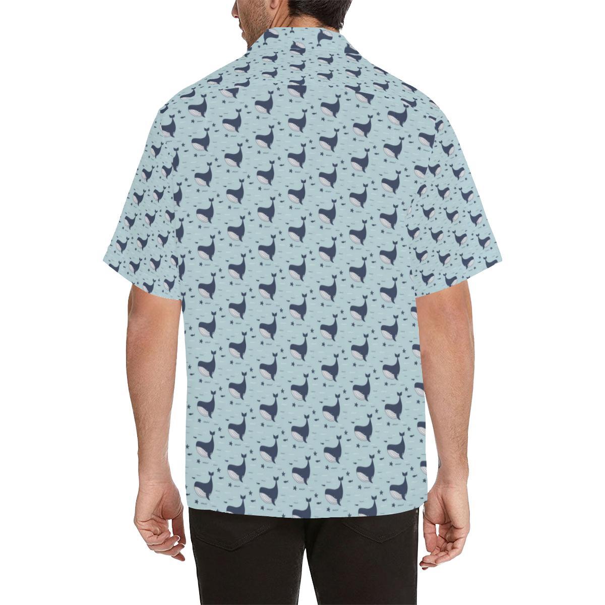 Whale Cute Design Themed Print Men Aloha Hawaiian Shirt