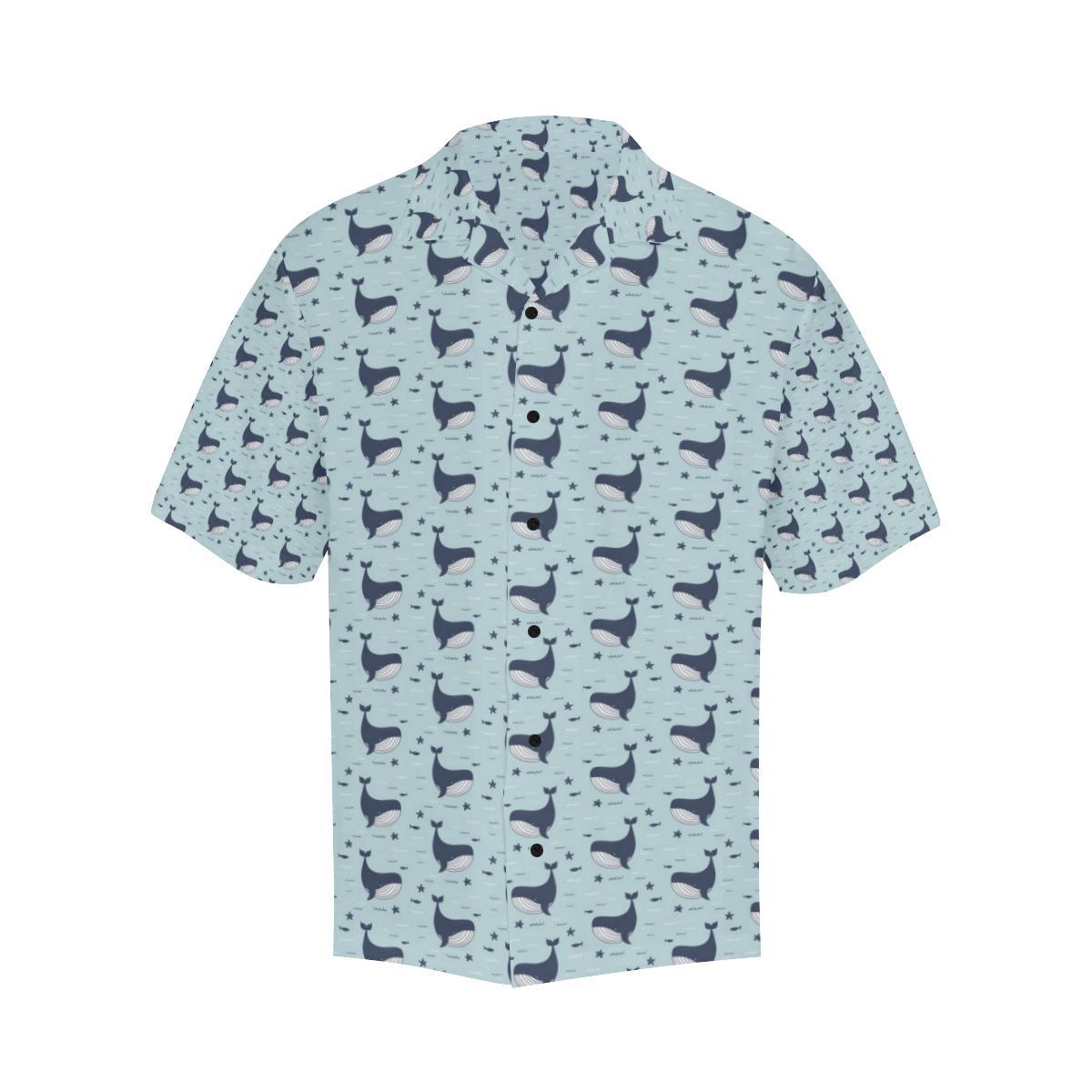 Whale Cute Design Themed Print Men Aloha Hawaiian Shirt
