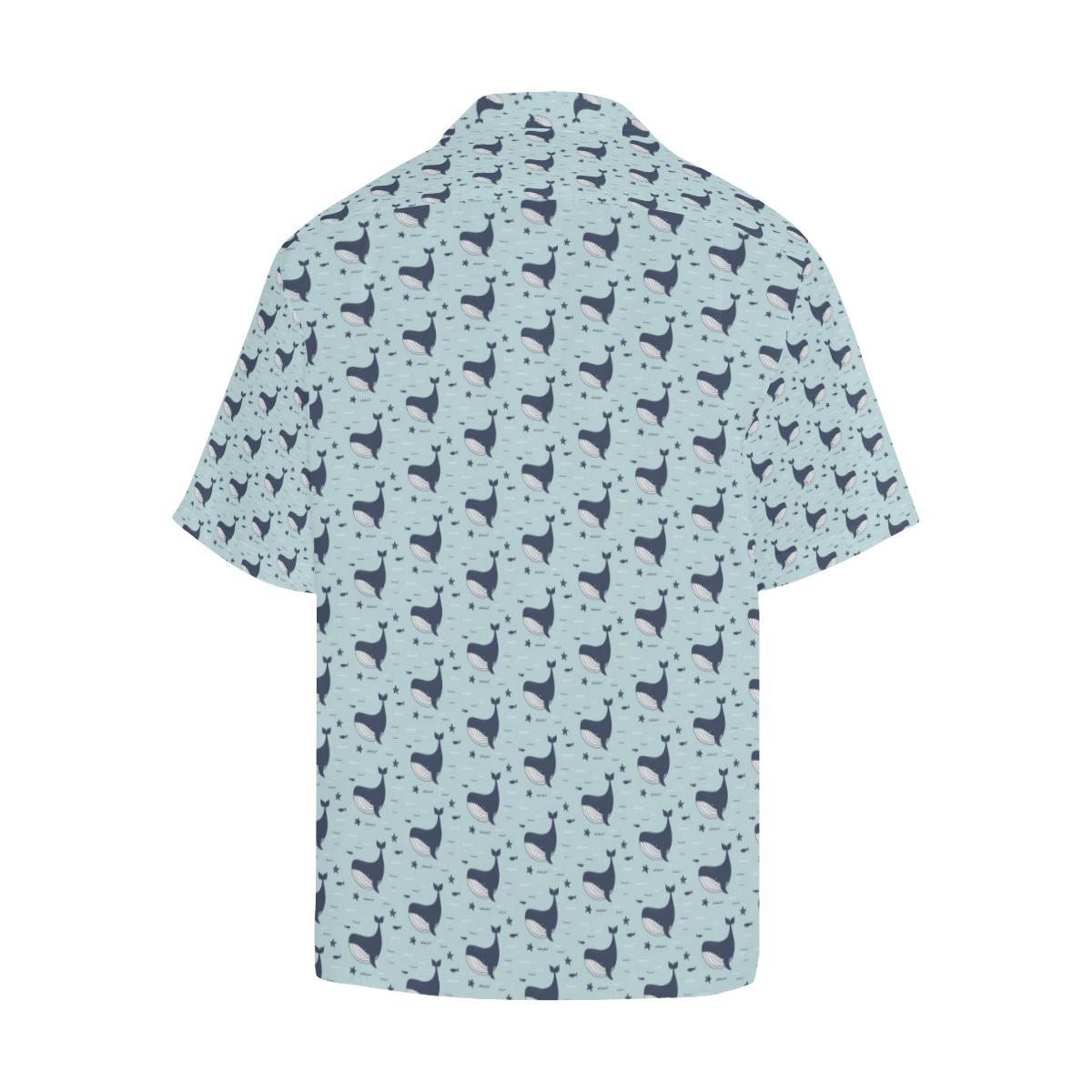 Whale Cute Design Themed Print Men Aloha Hawaiian Shirt