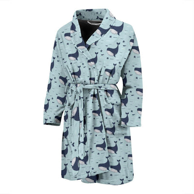 Whale Cute Design Themed Print Men Bath Robe-JTAMIGO.COM