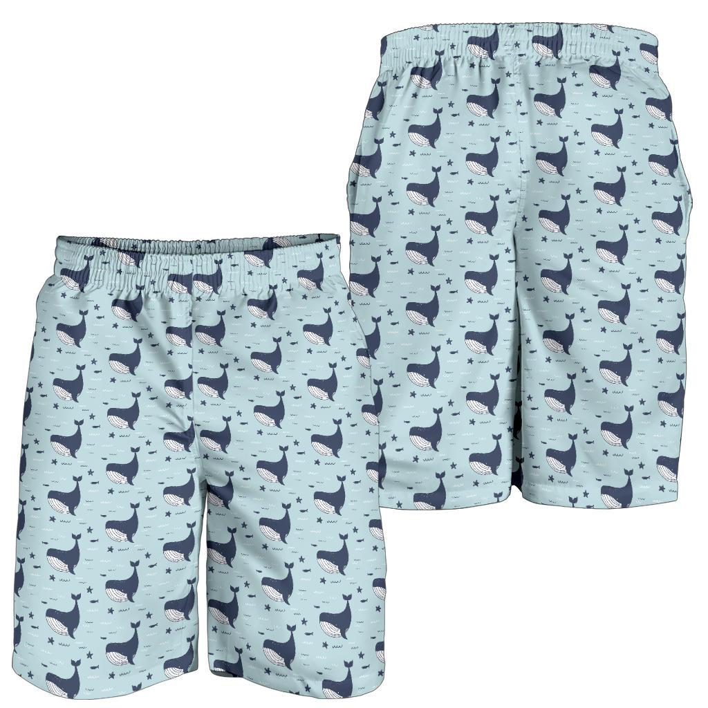 Whale Cute Design Themed Print Mens Shorts-JTAMIGO.COM