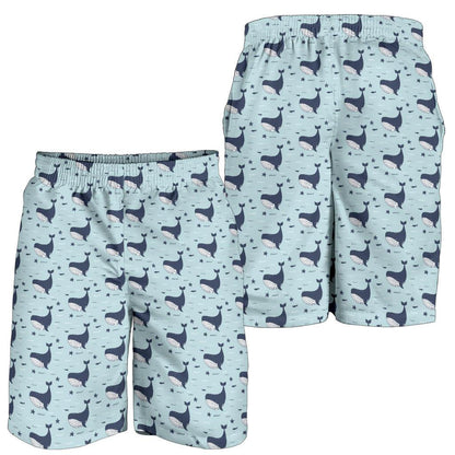 Whale Cute Design Themed Print Mens Shorts-JTAMIGO.COM